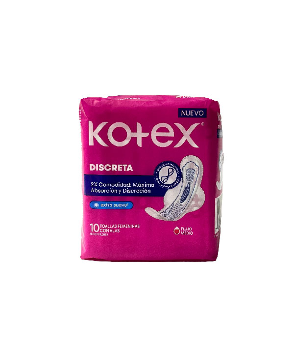 TOALLAS KOTEX DISCRETA TELA BOLSA X 10 UNDS